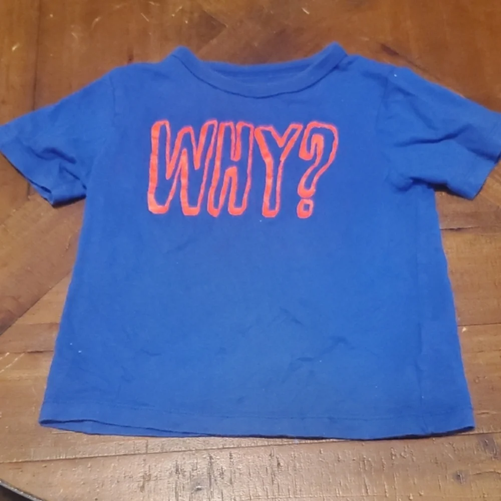The Children's Place Royal Blue Tee with Red 'WHY?' Design